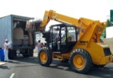 Telescoping Forklift Removing Contaminated Ice Cream Ballground, GA