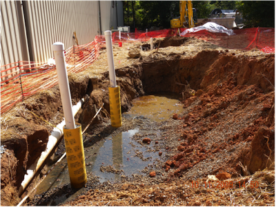 Interceptor Trench Installed Next to Building to Stop Fuel Infiltration