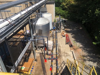 temporary serpentine chemical mixing system at wastewater treatment plant
