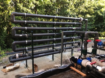 temporary serpentine chemical floculation system at wastewater treatment system