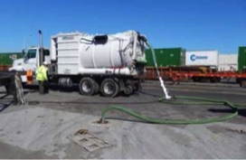 Vacuum Truck Total Fluids Fuel Extraction at Railyard Pipeline Break Atlanta Georgia